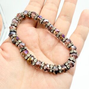 Vintage Faceted Purple Crystal Rhinestone Stretch Bracelet
